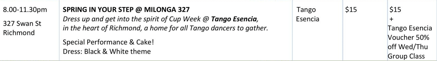 Melbourne Tango Calendar Tango Club Melbourne